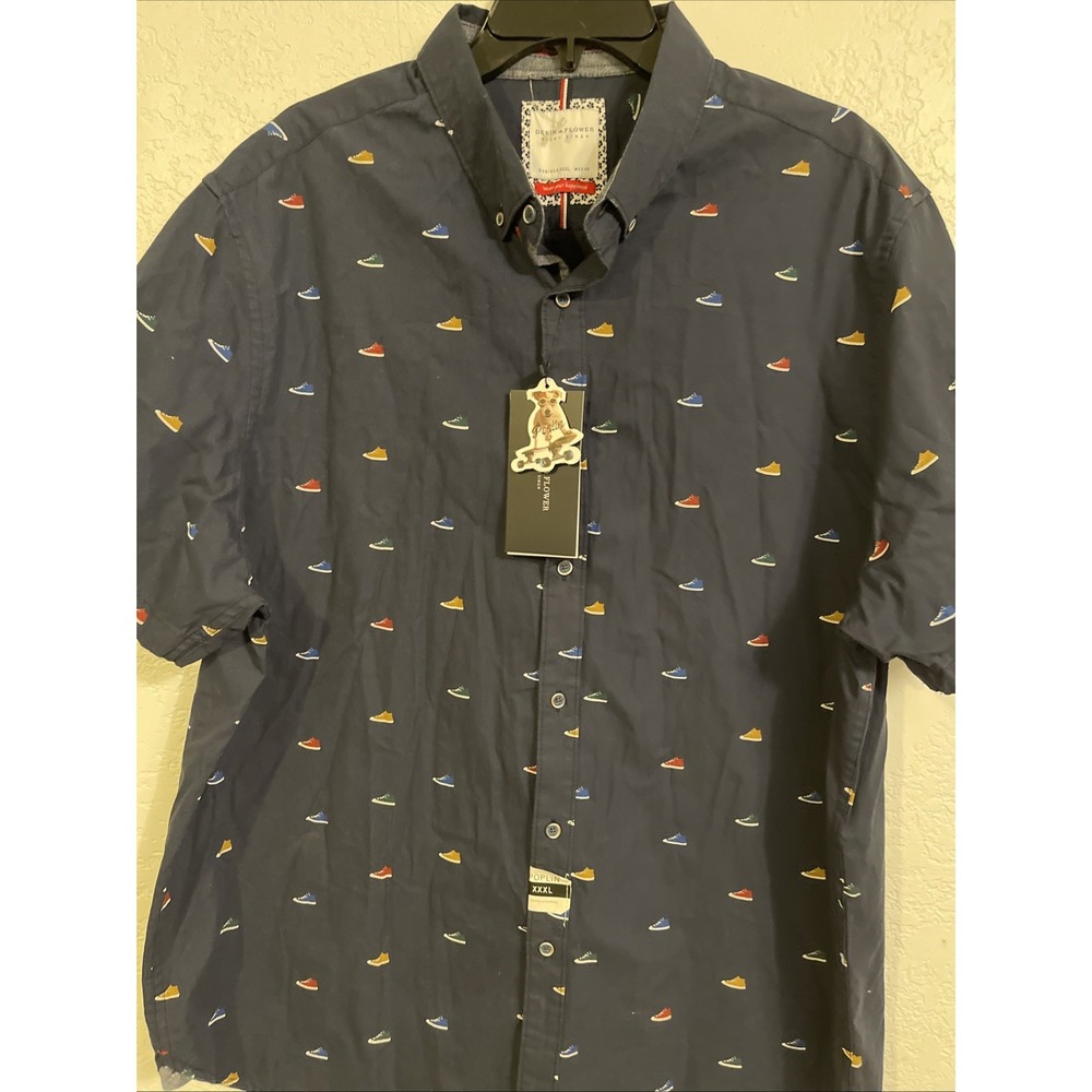 Denim Flower Ricky Singh Men's Short Sleeve Button-down Shirt Sz. 3XL
